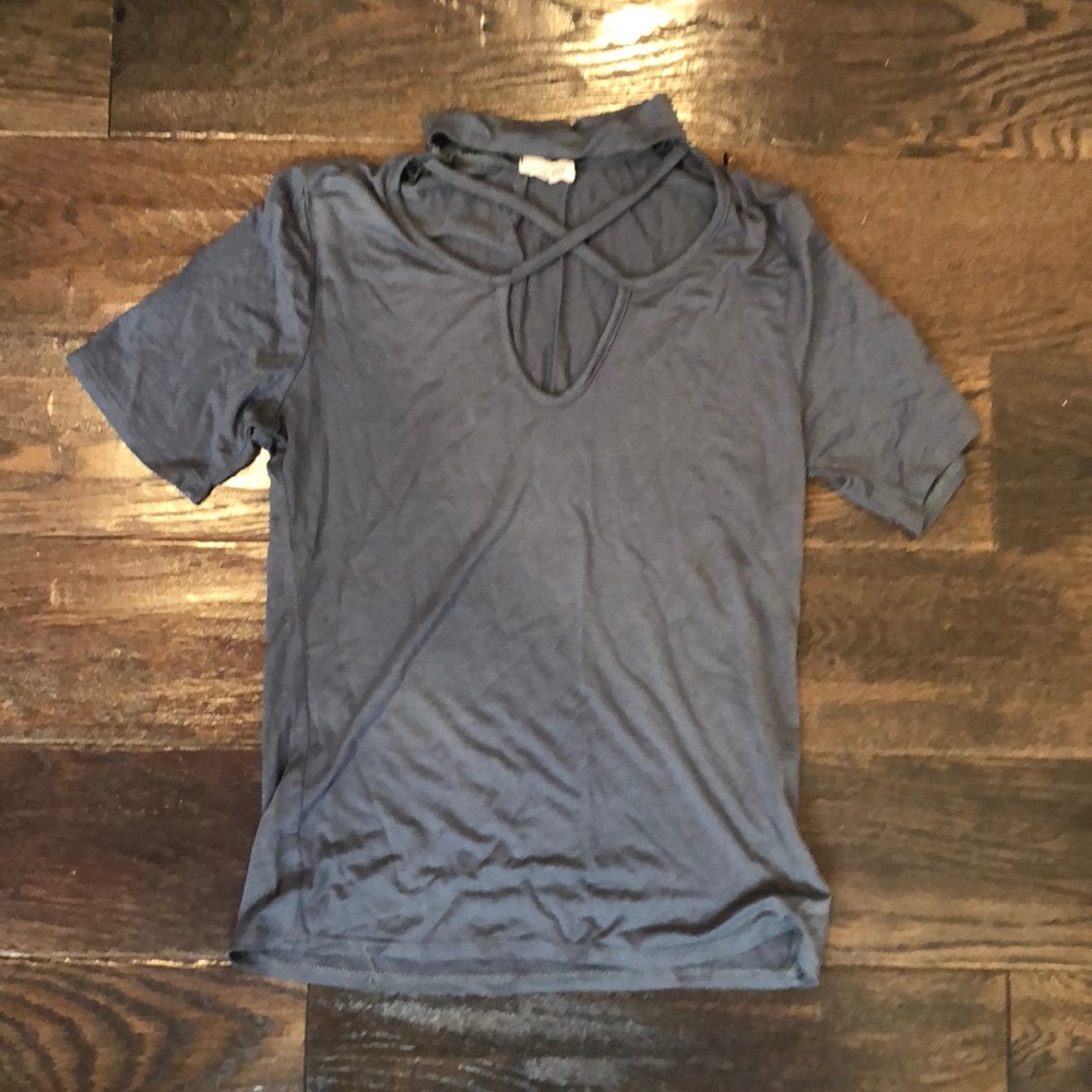 Blue shirt with chocked top and ties